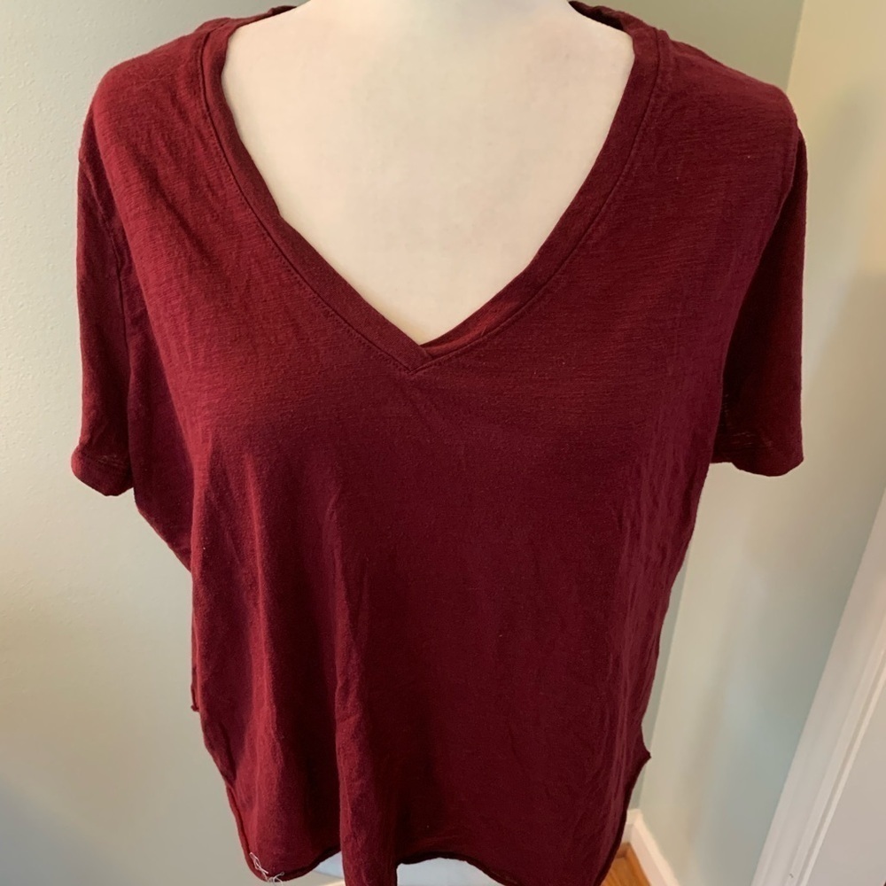 Ava & Viv V-Neck Burgundy Top, 2X